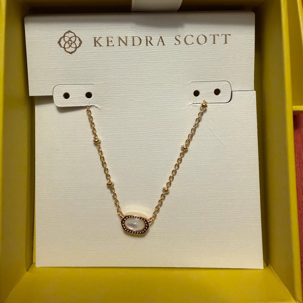 Kendra Scott Gold Mini Necklace with Opalescent Stone